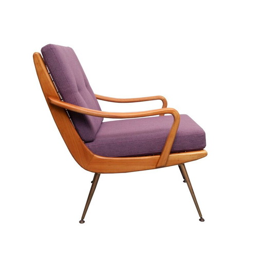 Vintage Boomerang armchair in cherrywood, 1950s
