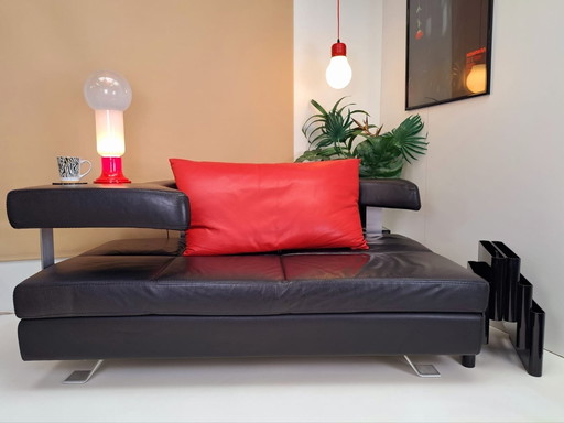 Italian Design Sofa Leather Formenti Wave Black Red Leather