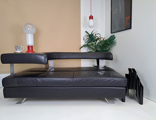 Italian Design Sofa Leather Formenti Wave Black Red Leather