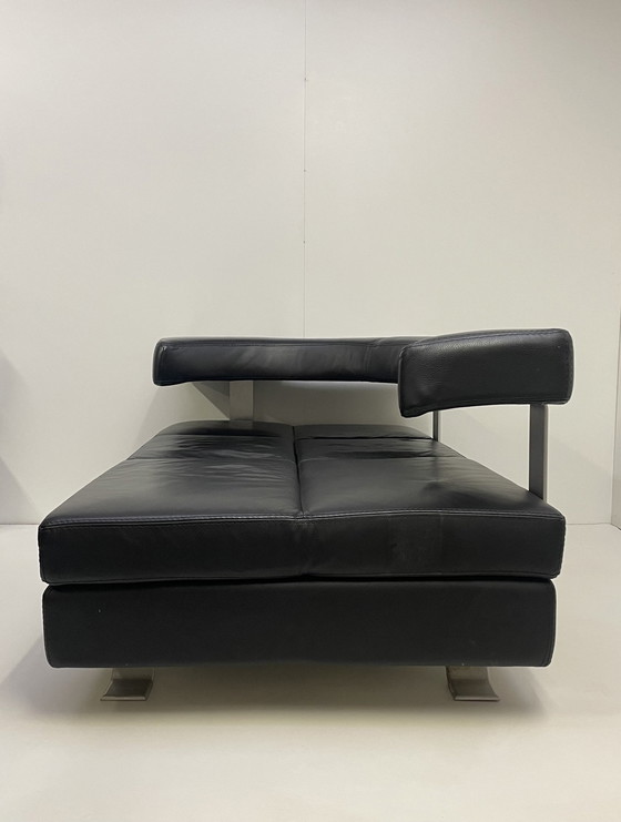 Image 1 of Italian Design Sofa Leather Formenti Wave Black Red Leather