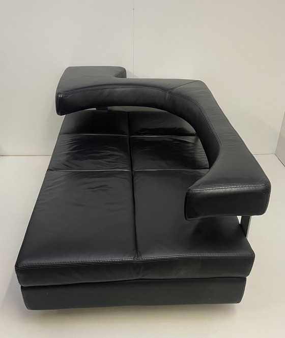 Image 1 of Italian Design Sofa Leather Formenti Wave Black Red Leather