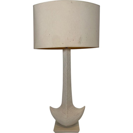 Vintage white ceramic lamp by L. Drummer, France 1970