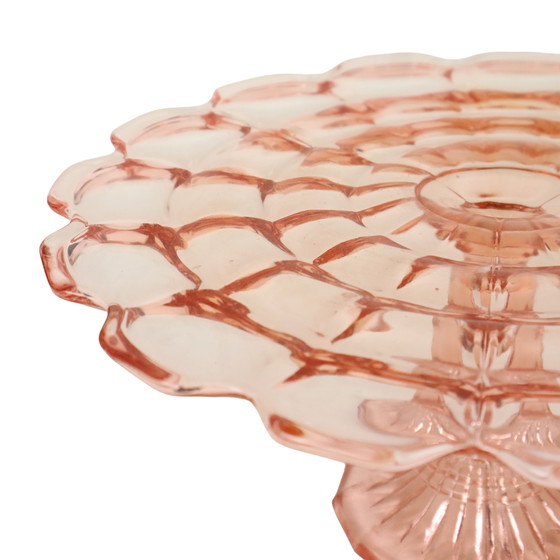 Image 1 of Art Deco Pink Rosaline Cake Dish