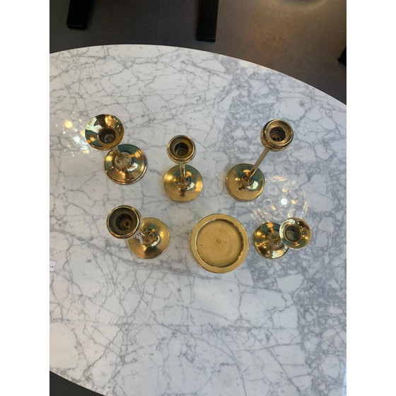 Image 1 of Set of 6 vintage F.W. brass candle holders, Denmark 1960