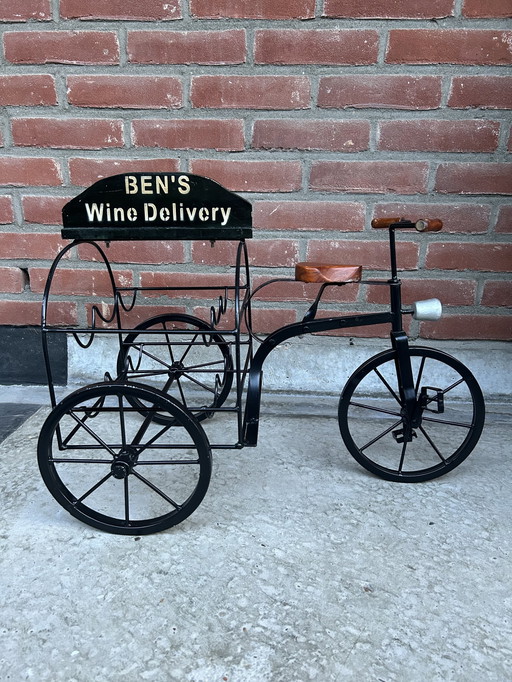 Antique Wine Bottle Holder Tricycle Bicycle