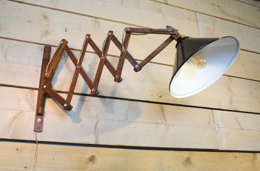 T.J.W. Zweers 60S Teak Scissor Lamp