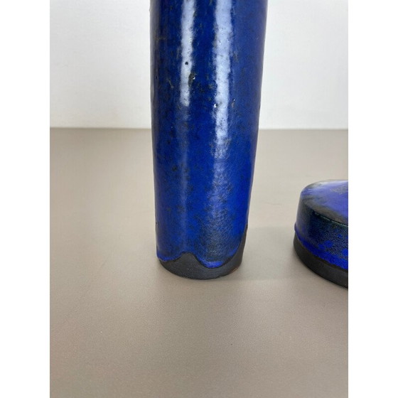 Image 1 of Pair of vintage ceramic vases "Blue" by Gerhard Liebenthron, Germany 1970s