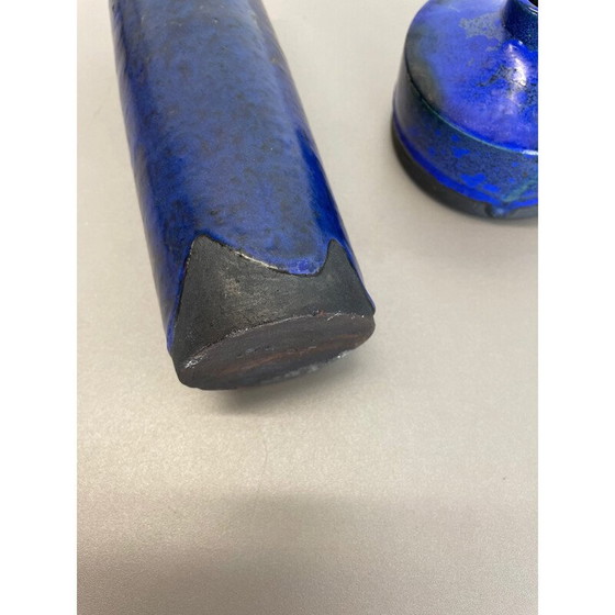 Image 1 of Pair of vintage ceramic vases "Blue" by Gerhard Liebenthron, Germany 1970s