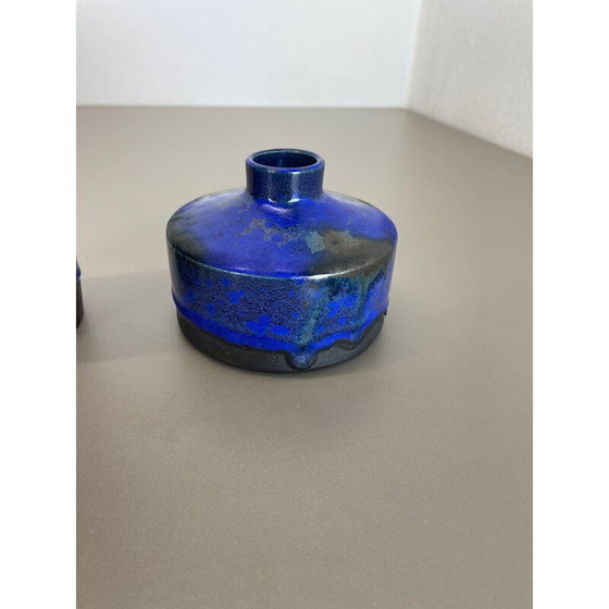 Image 1 of Pair of vintage ceramic vases "Blue" by Gerhard Liebenthron, Germany 1970s