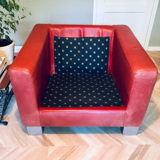 Image 1 of Red leather Topform armchair Panhard