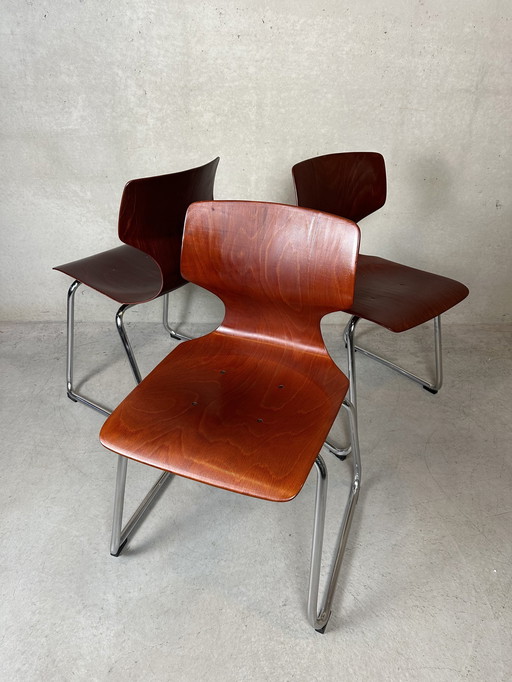 3X Pagholz Flötotto Chairs - Brown