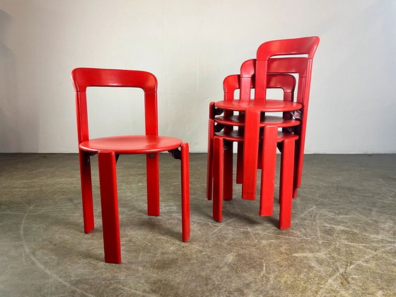 Image 1 of Set of 4 vintage chairs Bruno Rey Kusch & Co 1970s design new lacquered