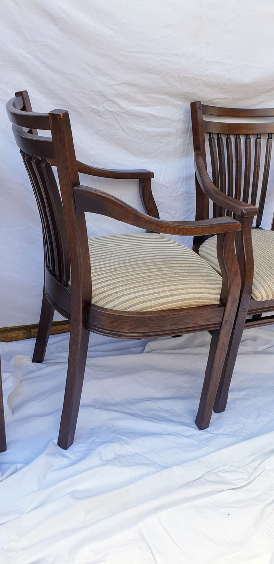 Image 1 of 4x Oak Bannnink Art Nouveau Dining Armchairs