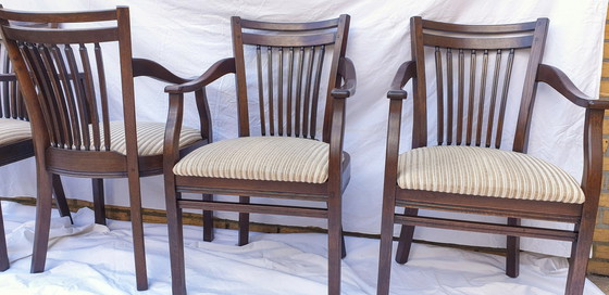 Image 1 of 4x Oak Bannnink Art Nouveau Dining Armchairs