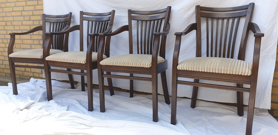 Image 1 of 4x Oak Bannnink Art Nouveau Dining Armchairs