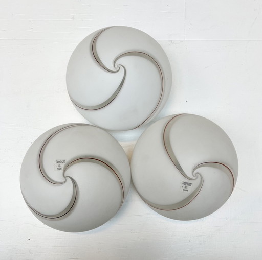 Set of 3 Murano Ceiling or Wall Lamps by Vetri VM, 1960's