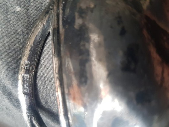 Image 1 of Antique Art Nouveau Tin Bowl With Bird Motif From Wmf