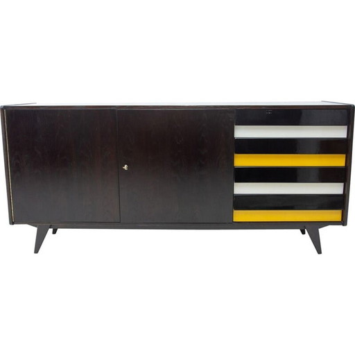 Vintage sideboard model U-460 in stained oak wood by Jiří Jiroutek for Interiér Praha, 1960