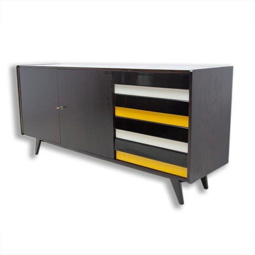 Vintage sideboard model U-460 in stained oak wood by Jiří Jiroutek for Interiér Praha, 1960