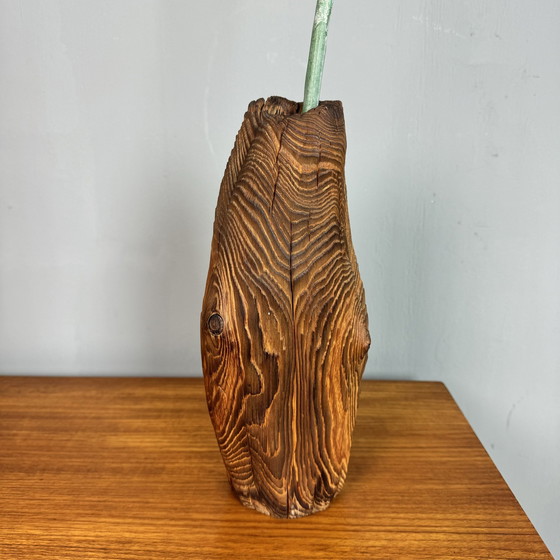 Image 1 of Vintage Brutalist Wooden Vase