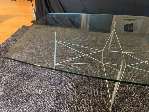 Glass Coffee Table With Gray Steel Frame