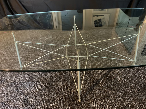 Image 1 of Glass Coffee Table With Gray Steel Frame