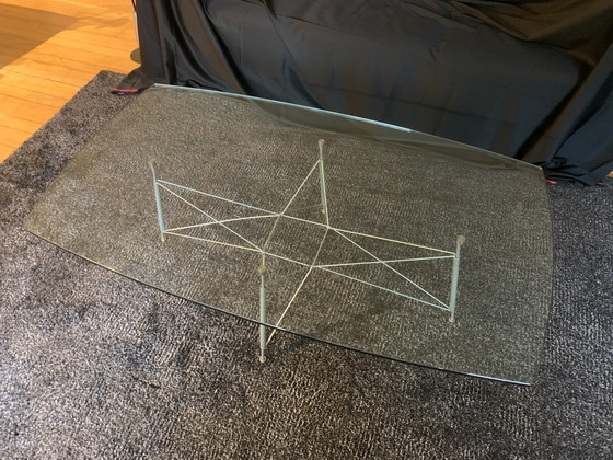 Image 1 of Glass Coffee Table With Gray Steel Frame