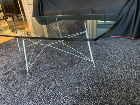 Image 1 of Glass Coffee Table With Gray Steel Frame