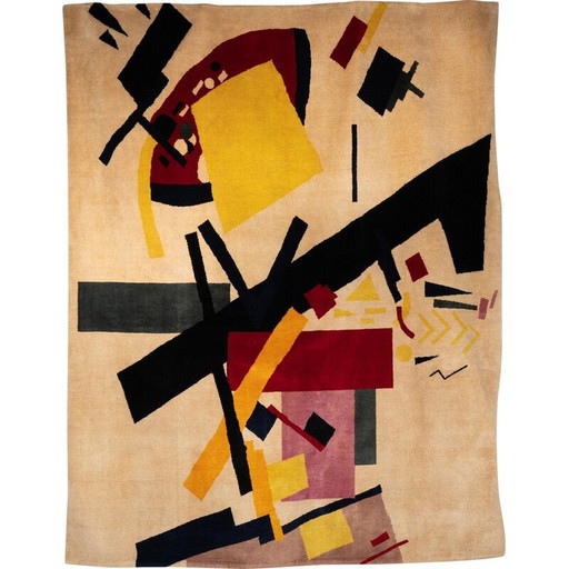 Vintage “Suprematist Composition 2” rug in Merino wool by Kasimir Malevitch, 1915