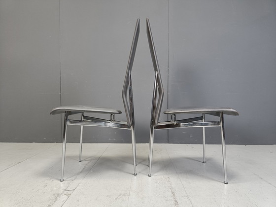 Image 1 of Vintage Dining Chairs By Giancarlo Vegni For Fasem, Set Of 8, 1980S
