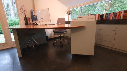 Desk With Maple Top. 2 Drawer Blocks. Neatly Made. Suitable For Two Users. Fits nicely in garage converted to office.