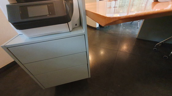 Image 1 of Desk With Maple Top. 2 Drawer Blocks. Neatly Made. Suitable For Two Users. Fits nicely in garage converted to office.