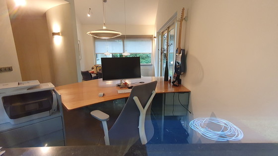 Image 1 of Desk With Maple Top. 2 Drawer Blocks. Neatly Made. Suitable For Two Users. Fits nicely in garage converted to office.