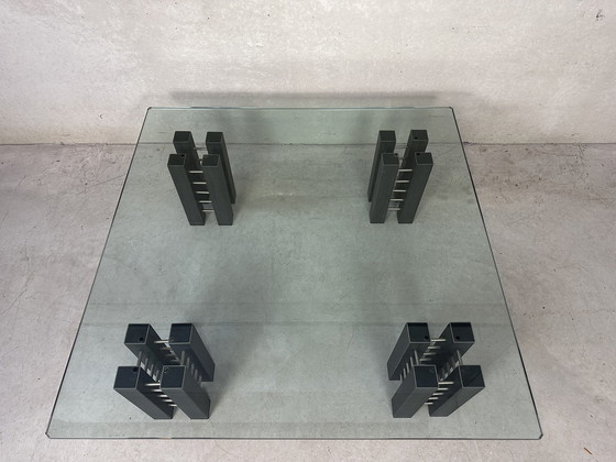 Image 1 of Design coffee table glass and steel