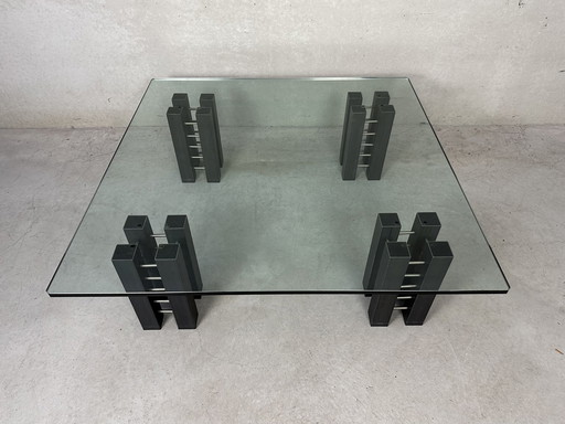 Table basse design en verre et acier