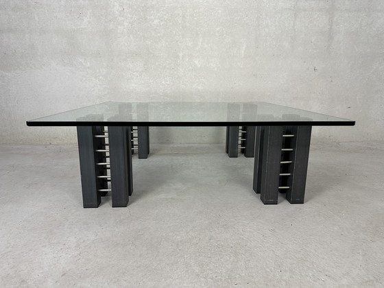 Image 1 of Design coffee table glass and steel