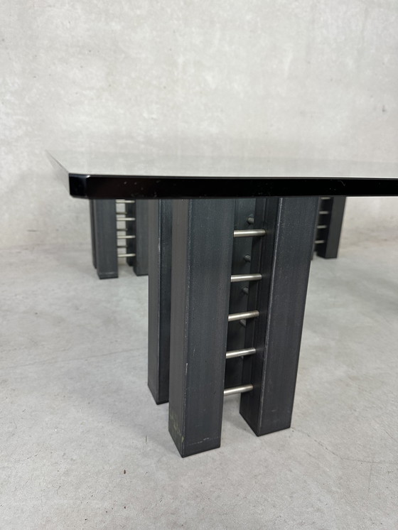 Image 1 of Design coffee table glass and steel