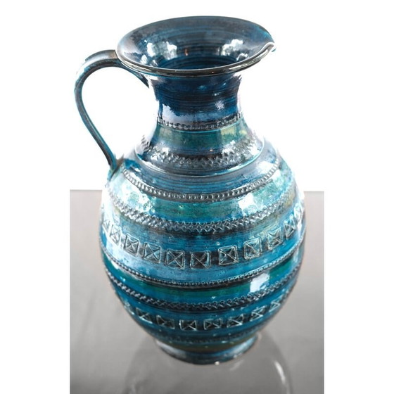 Image 1 of Vintage blue glazed ceramic vase by Aldo Londi for Bitossi, 1960s
