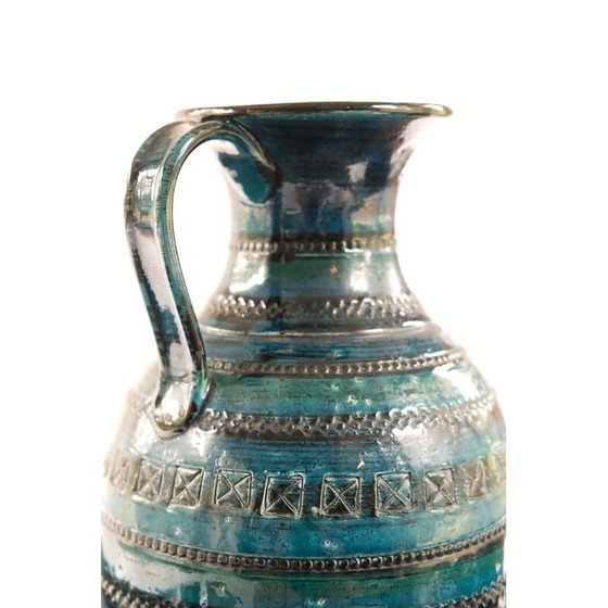 Image 1 of Vintage blue glazed ceramic vase by Aldo Londi for Bitossi, 1960s