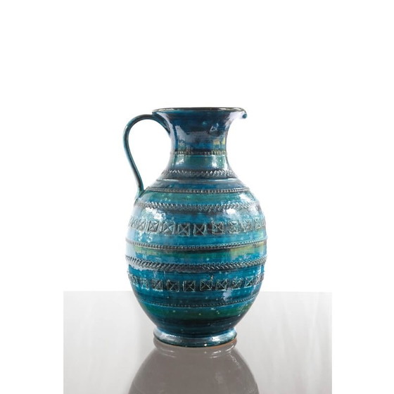 Image 1 of Vintage blue glazed ceramic vase by Aldo Londi for Bitossi, 1960s
