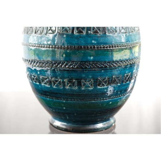 Image 1 of Vintage blue glazed ceramic vase by Aldo Londi for Bitossi, 1960s
