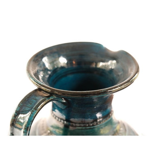 Image 1 of Vintage blue glazed ceramic vase by Aldo Londi for Bitossi, 1960s