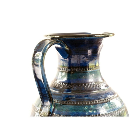 Image 1 of Vintage blue glazed ceramic vase by Aldo Londi for Bitossi, 1960s