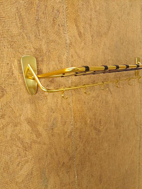 Image 1 of Wall Coat Rack Gold With Hooks And Shelf, No. 2, Wall Coat Rack