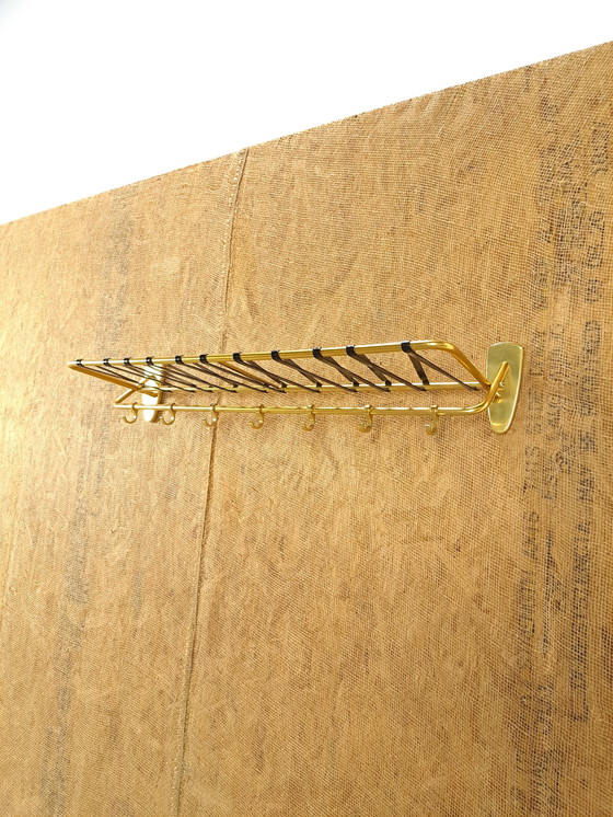 Image 1 of Wall Coat Rack Gold With Hooks And Shelf, No. 2, Wall Coat Rack