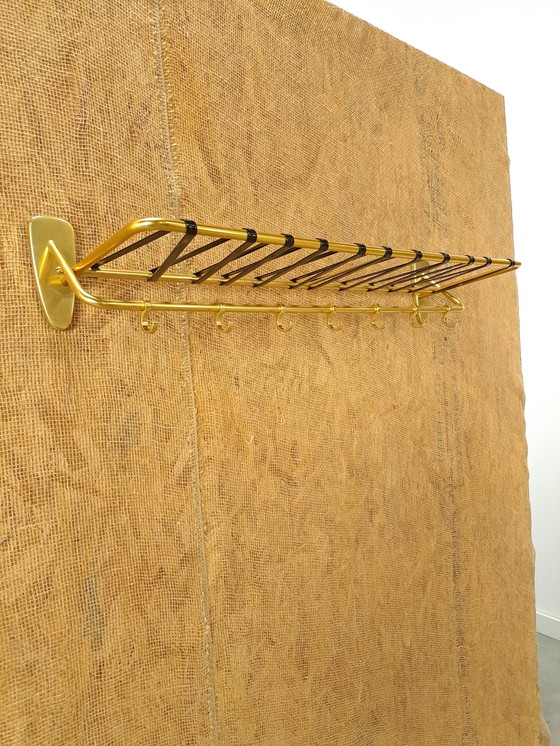 Image 1 of Wall Coat Rack Gold With Hooks And Shelf, No. 2, Wall Coat Rack