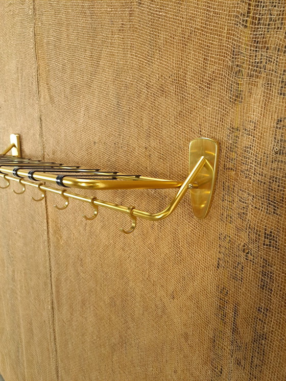 Image 1 of Wall Coat Rack Gold With Hooks And Shelf, No. 2, Wall Coat Rack