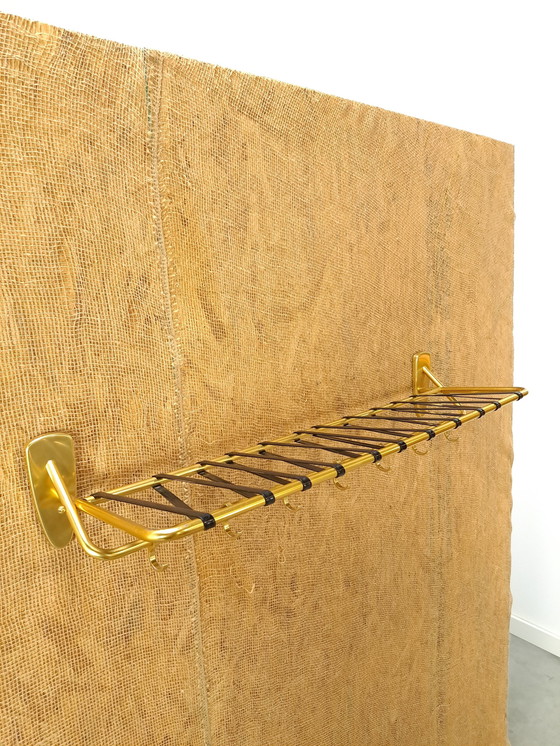 Image 1 of Wall Coat Rack Gold With Hooks And Shelf, No. 2, Wall Coat Rack