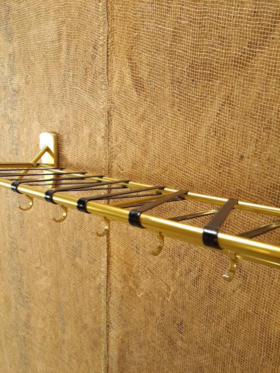 Image 1 of Wall Coat Rack Gold With Hooks And Shelf, No. 2, Wall Coat Rack