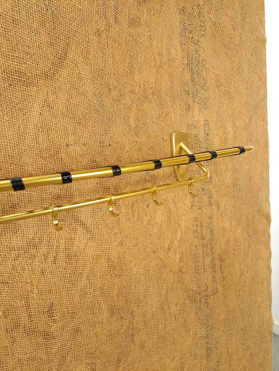 Image 1 of Wall Coat Rack Gold With Hooks And Shelf, No. 2, Wall Coat Rack